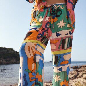 ZARA Printed Pajama Style Multi-colored Pants | XL | Worn-Once | Great for Beach